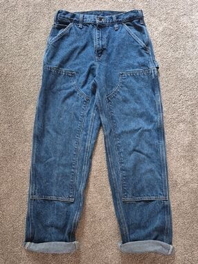Men's Carpenter-Style Denim Jeans in Medium Blue